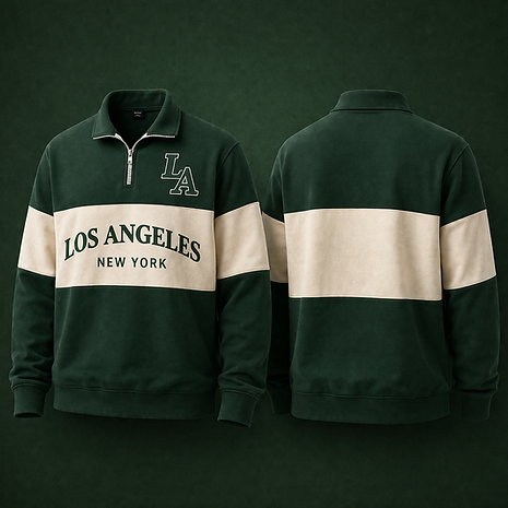 Green Quarter Zip Sweatshirt for Men | Premium Casual Streetwear Pullover