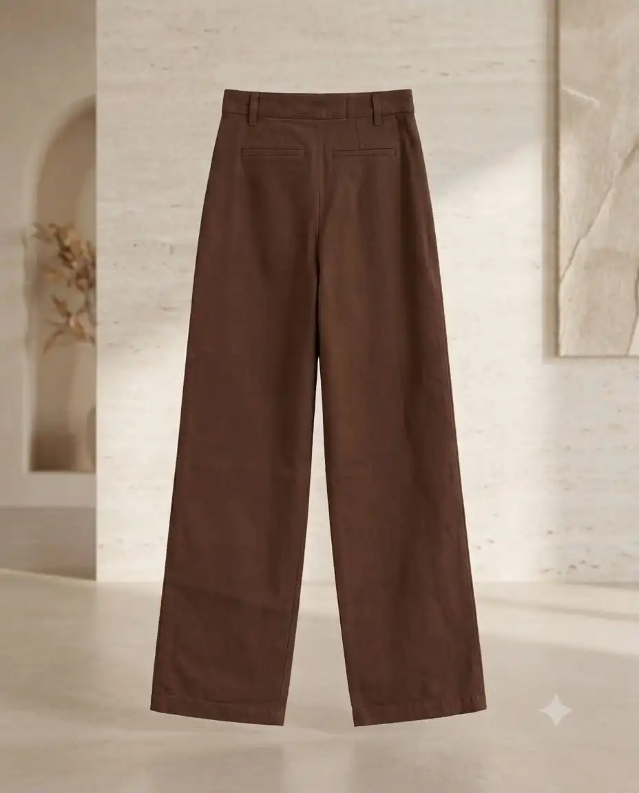 Brown High-Rise Wide-Leg Korean Pants