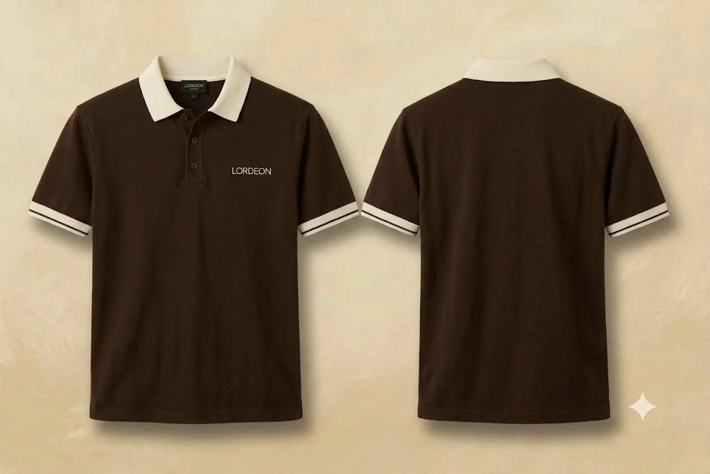 Brown Polo T-Shirt with Beige Cuff
