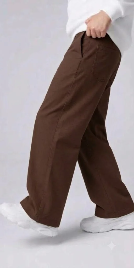 Brown High-Rise Wide-Leg Korean Pants