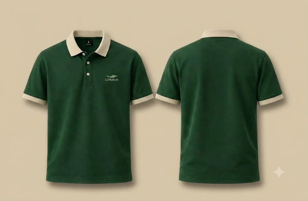 Green Polo T-Shirt with Beige Cuff