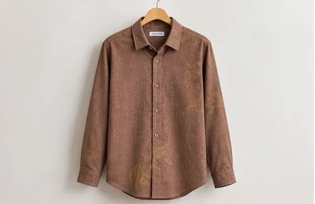 Brown Textured Full Sleeve Casual Shirt